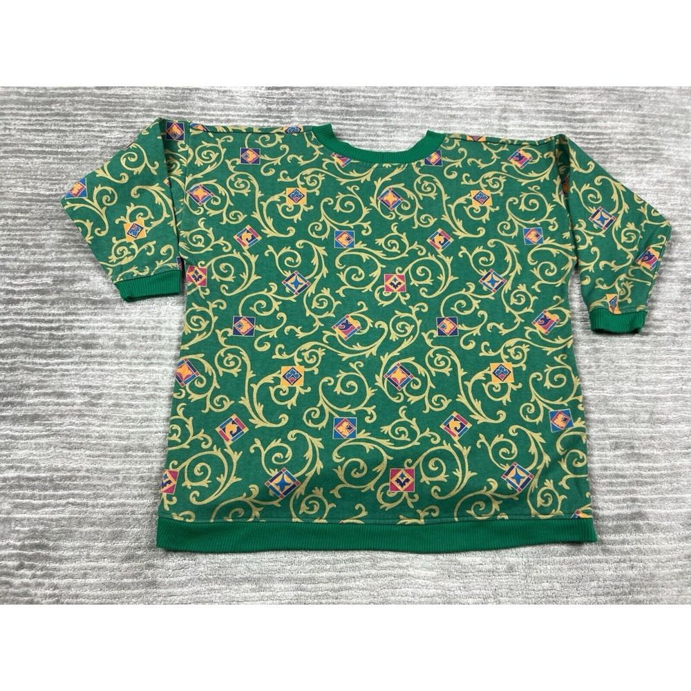 Vintage Dandelion Sweater Womens Small Green Grandmacore‎ Longsleeve Casual - Picture 8 of 13